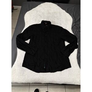 Roar Men Button Up Shirt 2X Black Western Embroidered Long Sleeve Poplin Douce